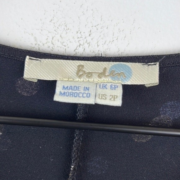 Boden Rosalie Polka Dot Jersey Knit Twist Front Dress Navy Blue Size 2 - Picture 5 of 8